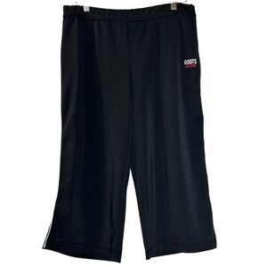 Roots women’s track pants size large gym wear striped‎ black white cropped